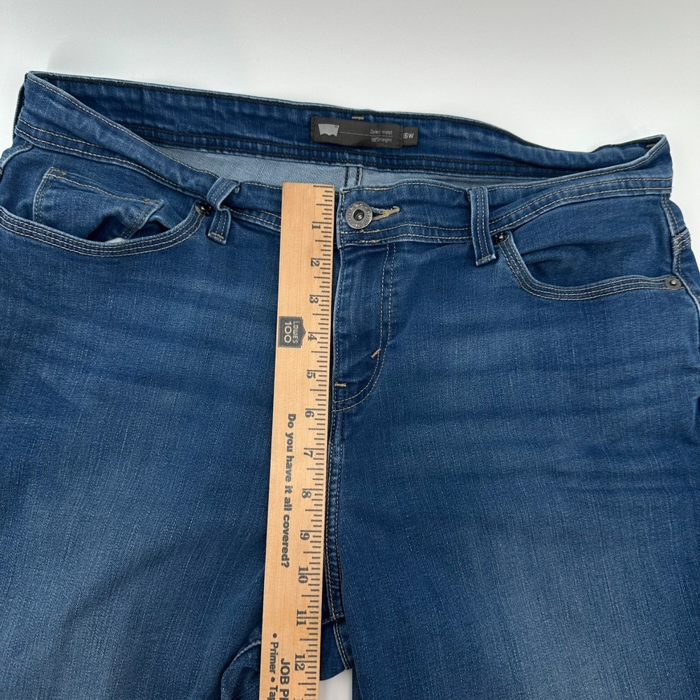 Levi's 580 Jeans Womens 16W Dark Blue Denim Defined Waist Straight Leg Whisker - Picture 13 of 15